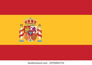 Spain flag. Official national flag. A rectangular flag. Computer illustration. Digital illustration. Vector illustration
