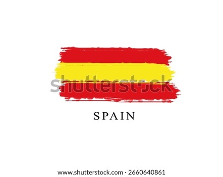 Spain flag on brush stroke style design isolated on white background.