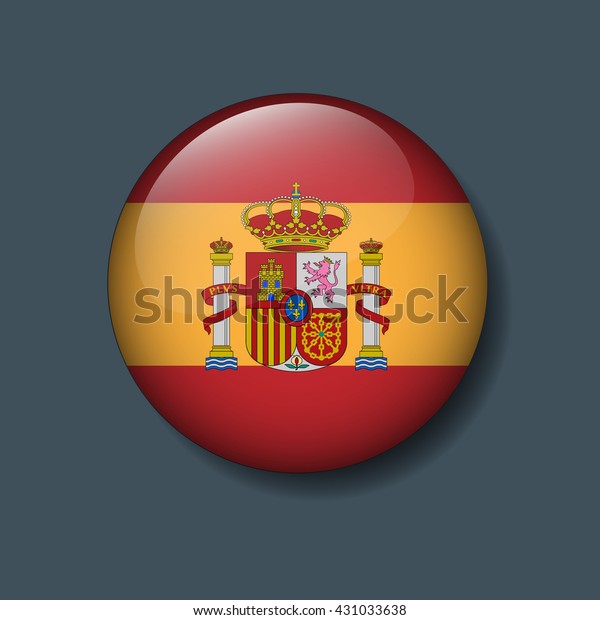 Spain Flag On Button Logo Euro Stock Vector Royalty Free 431033638