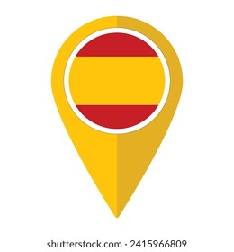 Spain flag on map pinpoint icon isolated. Flag of Spain