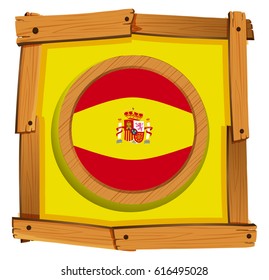 Spain flag on round badge illustration