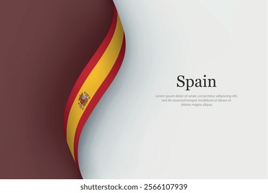 Spain flag on Waving ribbon. Template for independence day