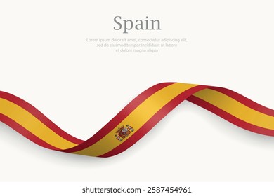 Spain flag on Waving ribbon. Template for independence day