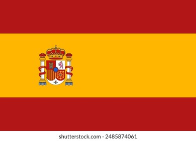 Spain flag pattern background. Realistic national flag design. Abstract vector template.