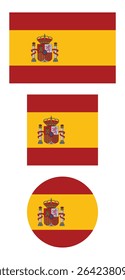 
Spain flag PNG vector. Spain square and round icon isolated on transparent PNG background. Spain flag icon.