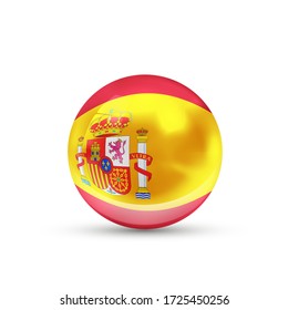 Spain flag projected as a glossy sphere isolated on a white background