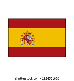 Spain flag in proportional rectangle with accurate colors, European concepts.