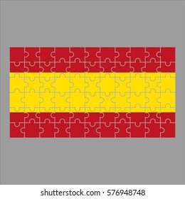 Spain Flag of the puzzle on gray background. Vector illustration