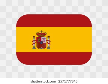 Spain flag - rounded rectangle colorful flag representing a country cultural identity and heritage. The essence of national pride and unity. Vector flag on transparent background.