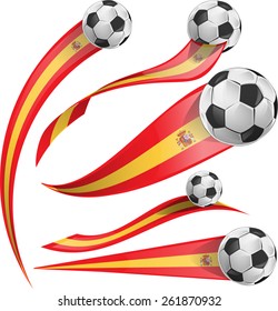 	spain flag set with soccer ball