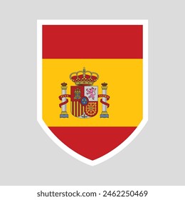 Spain Flag in Shield Shape Frame