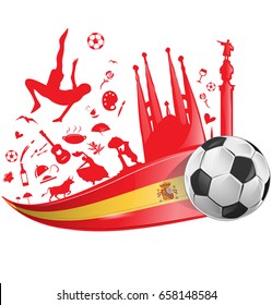 spain flag with soccer ball 