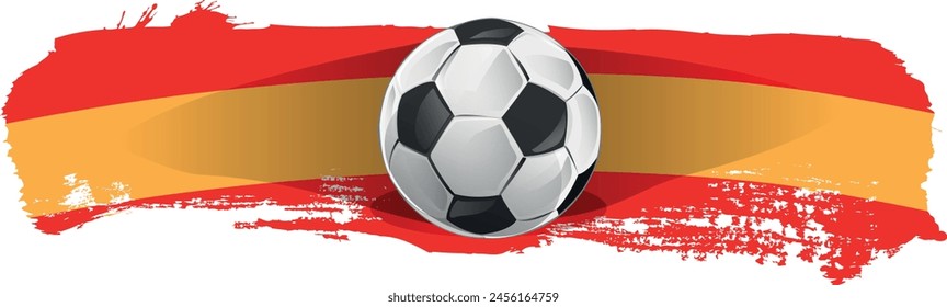 Spain flag with soccer ball.Paint brush stroke vector