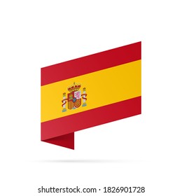 Spaniens Flaggenstaatsymbol einzeln auf nationalem Hintergrund. Grußkarte Nationaler Unabhängigkeitstag des Königreichs Spanien. Illustrationsbanner mit realistischer Staatsflagge.