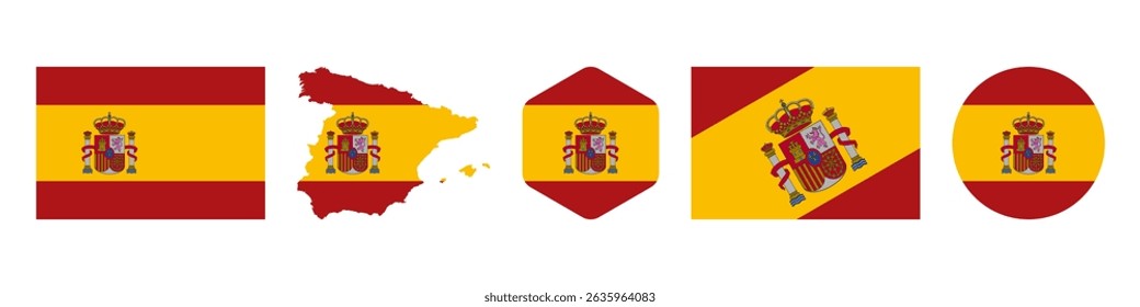 Spain flag stickers icon set