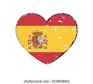 Símbolo de la bandera de España.Corazón con bandera de España.