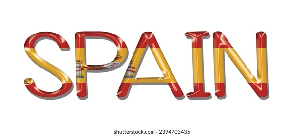 Fuente de texto de la bandera española, fondo colorido de la bandera de España 3D, ilustración vectorial de la bandera de España