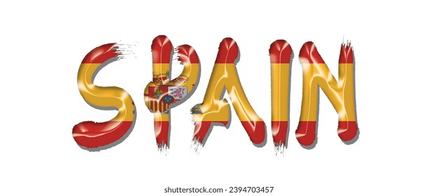 Fuente de texto de la bandera española, fondo colorido de la bandera de España 3D, ilustración vectorial de la bandera de España