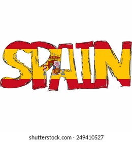 Spain Flag Text Name Country Vector illustration Hand Made