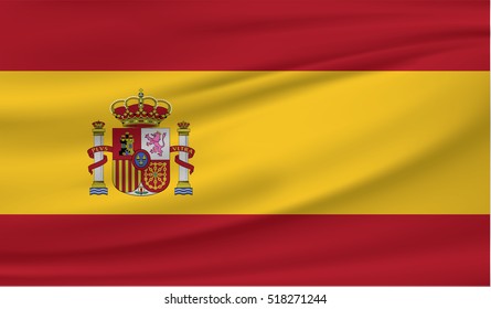 Spain flag, three dimensional render, satin texture