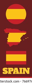 Spain flag. Three type of Spanish Vector image flag illustration