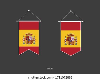 Bandera de España en varias formas, Vector Pennant de la bandera de fútbol, ilustración vectorial.