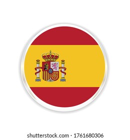 Spain Flag Vector In 3D Button. Eps 10 Vector Illustration.