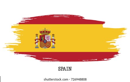 Spain flag vector grunge paint stroke  