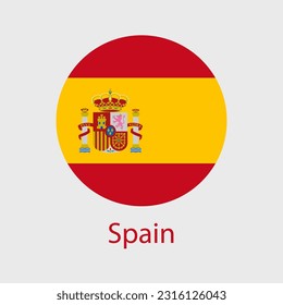 Spain flag vector icons set of illustrations in the shape of heart, star, circle and map
