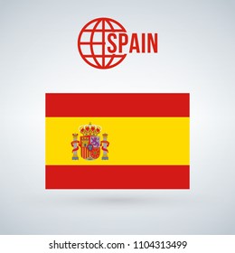 Spain flag, vector illustration isolated on modern background with shadow.