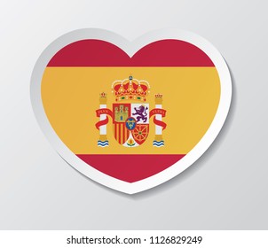 spain flag vector in love heart shape
