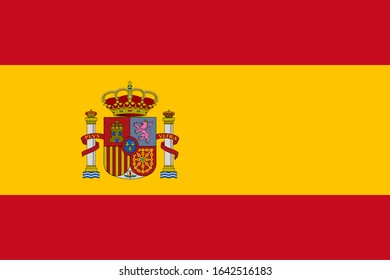 Spain Flag Vector - National Flag of Spain with exact color and size, high precision detail 