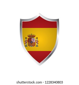 Spain Flag Vector Shield Icon - Illustration