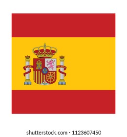 Spain Flag Vector Square Icon - Illustration, Flag of Spain. Abstract concept, icon, square, button. Raster illustration on white background.