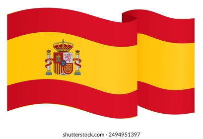Spain flag wave isolated on png or transparent background vector illustration.