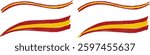 Spain Flag Wave Ribbon Stripes Crayon Chalk Drawing Vector Set