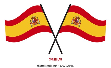 Spain Flag Waving Vector Illustration on White Background. Spain National Flag.