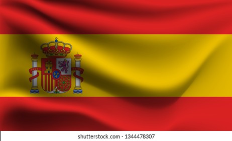 Spain flag waving with the wind, 3D illustration