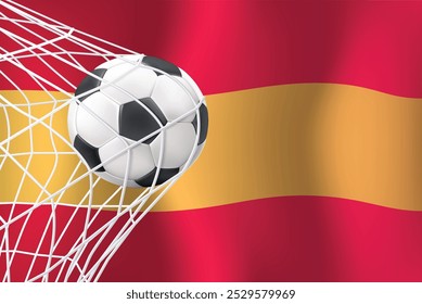 Copa de España de fútbol. Concepto de estilo de bandera de España aislado con fútbol en la Ilustración vectorial de la red. Vector de fútbol moderno con concepto de bandera de Canadá. Archivo EPS. Copa Mundial de Fútbol.