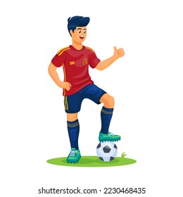Spain football male uniform pose figure character mascot cartoon illustration vector