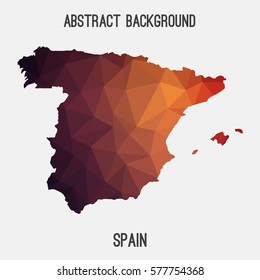 Spain in geometric polygonal style.Abstract tessellation,modern design background. Vector illustration