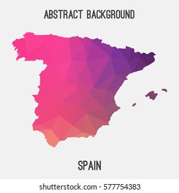 Spain in geometric polygonal style.Abstract tessellation,modern design background. Vector illustration