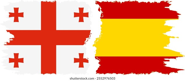 Conexão de bandeiras grunge da Espanha e da Geórgia, vetor