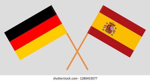 Spain and Germany. The Spanish and German flags. Official proportion. Correct colors. Vector illustration