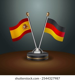 Spain and Germany table flags relation  with gradient backgrund. Vector Illustration