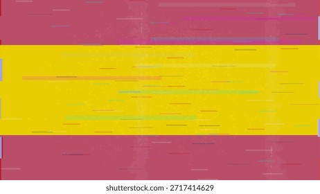 Vector Video de bandera de falla de España, distorsión dividida RGB, ilustración de marco abstracto digital