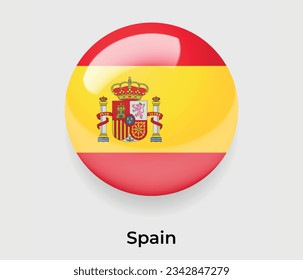 España lustroso bandera nacional burbuja forma redonda icono ilustración vectorial vidrio