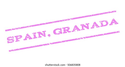 Spain Granada watermark stamp. Text tag between parallel lines with grunge design style. Rubber seal stamp with dirty texture. Vector violet color ink imprint on a white background.