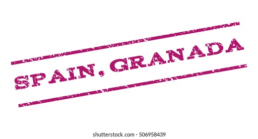 Spain Granada watermark stamp. Text tag between parallel lines with grunge design style. Rubber seal stamp with dust texture. Vector purple color ink imprint on a white background.