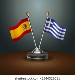 Tabela de Espanha e Grécia sinaliza relação com plano de fundo gradiente. Ilustração de vetor